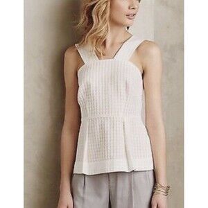 Anthropologie Mauve peplum top Women’s Size 2 White Peach